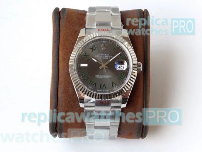 VR Super Clone Rolex Wimbledon Datejust II 41MM Watch Green Roman Numerals